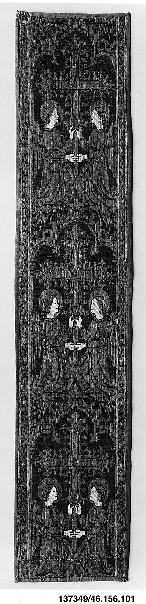Orphrey, Silk, linen and metal thread, Italian