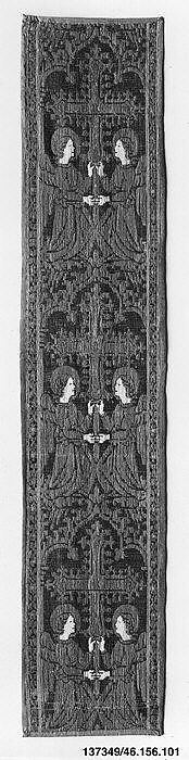 Orphrey, Silk, linen and metal thread, Italian 