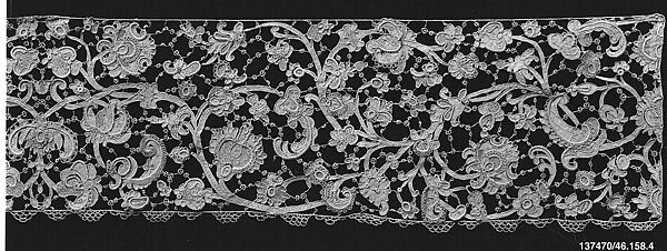 Border, Workshop of Burano Lace School, Needle lace, Italian, Burano 