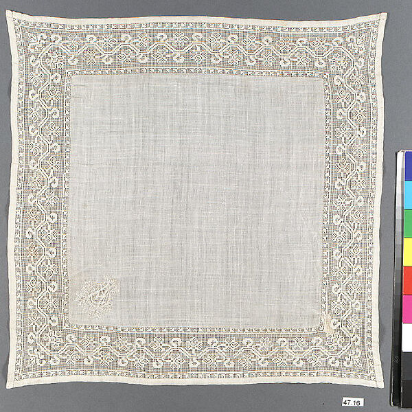 Handkerchief, Dennery, Linen, drawnwork, French 