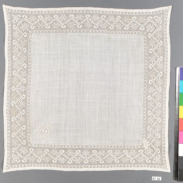 Handkerchief, Dennery, Linen, drawnwork, French
