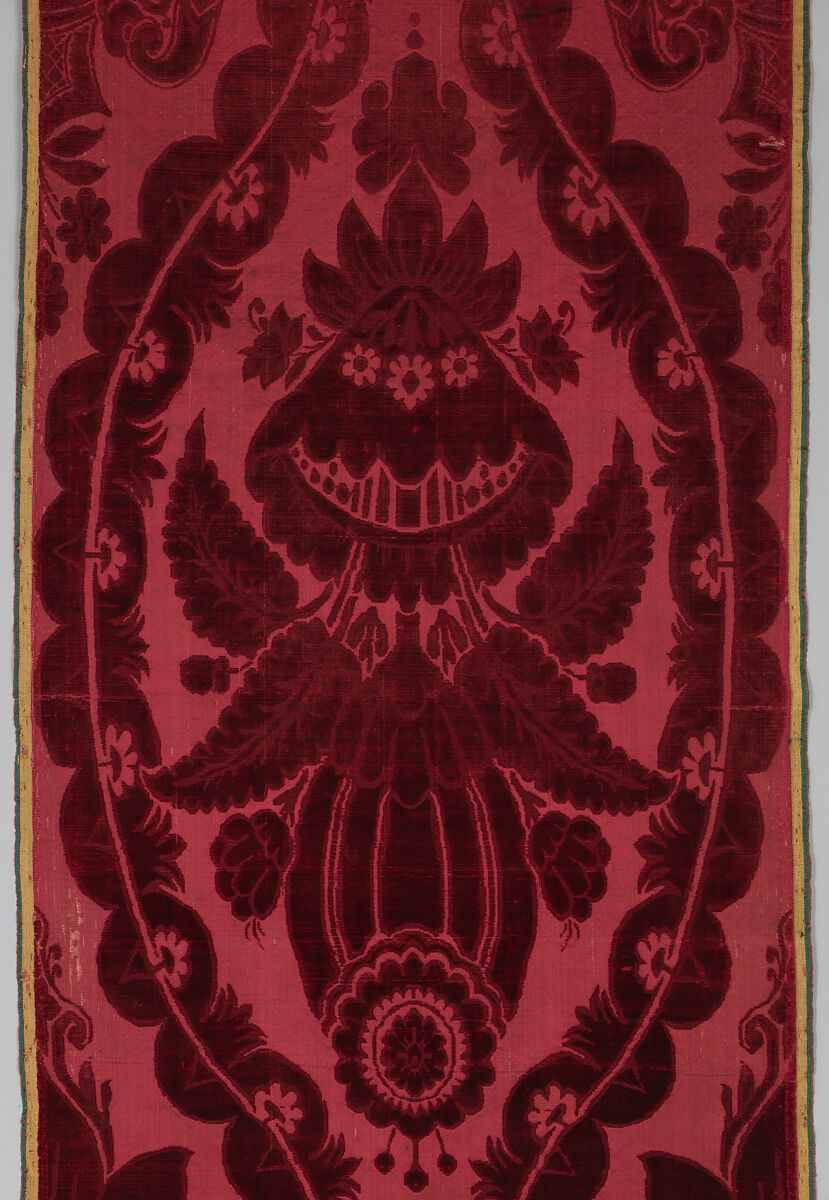 Length of velvet, Silk; voided, cut and uncut satin velvet, probably British
