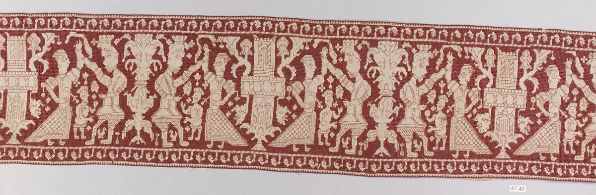 Border, Silk on linen, Italian