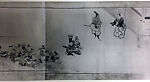 Three Scrolls Containing a Reproduction of 14th-Century Pictorial Records of the 6th-Century Gosannen Battle, Painted by Korehisa Hidanokami (Japanese, active 14th century), Ink on paper, Japanese