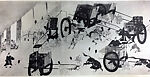 Three Scrolls Containing a Reproduction of 13th-Century Pictorial Records of the Heiji Monogatari, Painted by Sumiyoshi Keion (Japanese, active 13th century), Ink on paper, Japanese