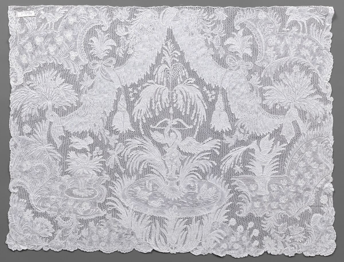 Cravat end, Bobbin lace, point d'Angleterre, linen, Flemish, Brussels