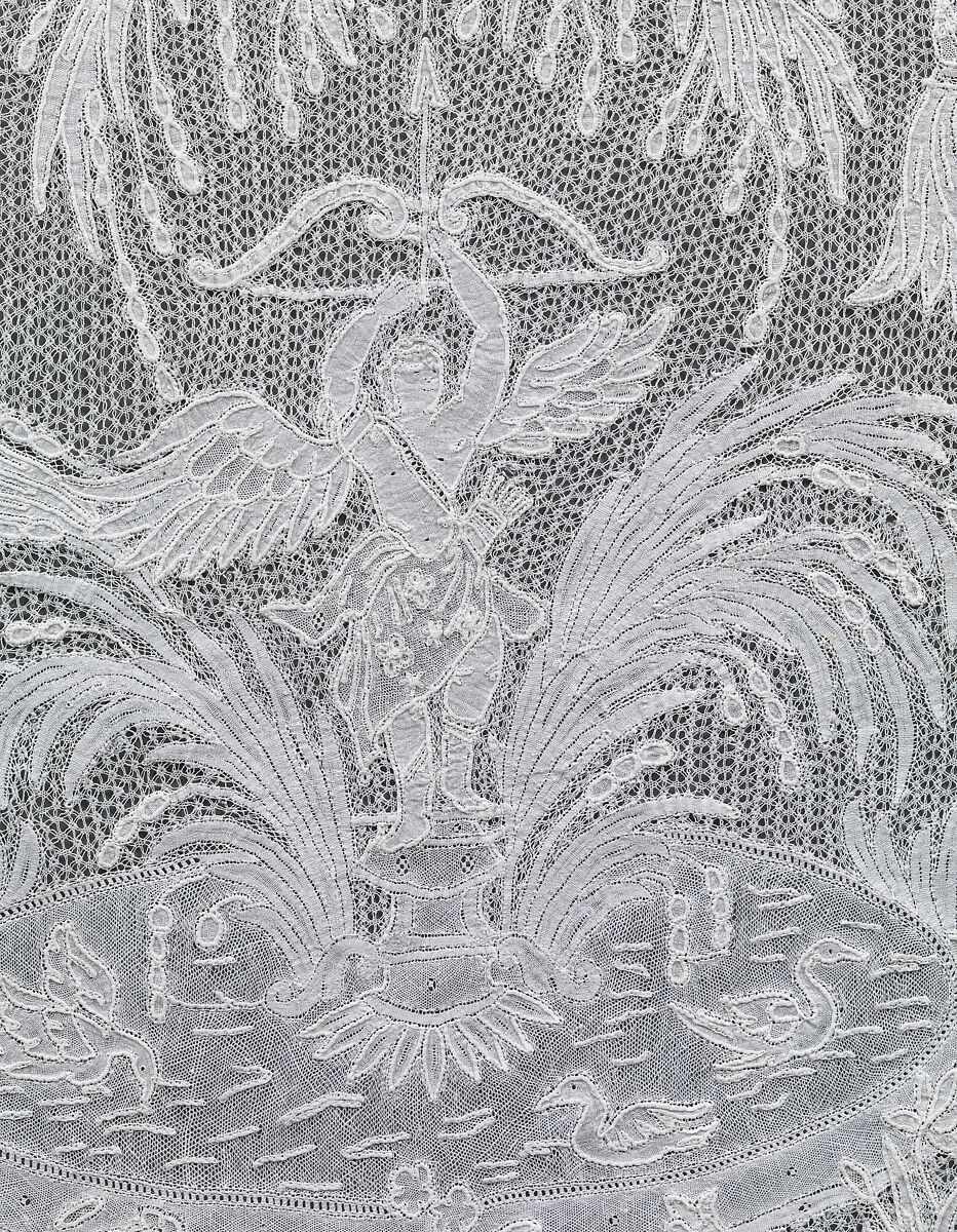 Cravat end, Bobbin lace, point d'Angleterre, linen, Flemish, Brussels