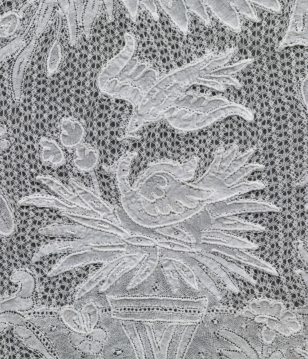 Cravat end, Bobbin lace, point d'Angleterre, linen, Flemish, Brussels