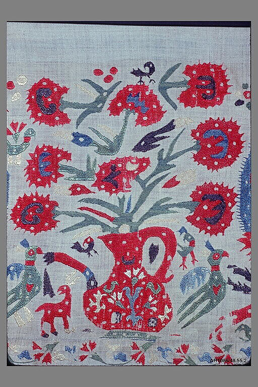 Border, Silk on cotton, Greek, Ionian Islands or Epirus