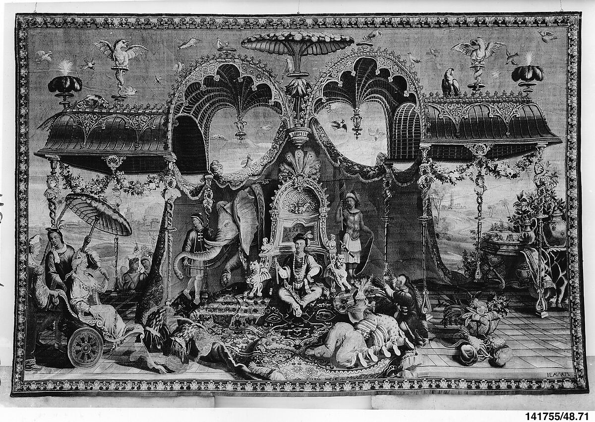 The Audience of the Emperor from the series The Story of the Emperor of China, Guy Louis Vernansal the Elder (French, Fontainebleau 1648–1729 Paris), Wool, silk (19-20 warps per inch, 8 per cm.), French, Beauvais