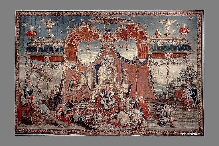 The Audience of the Emperor from the series The Story of the Emperor of China, Guy Louis Vernansal the Elder (French, Fontainebleau 1648–1729 Paris), Wool, silk (19-20 warps per inch, 8 per cm.), French, Beauvais