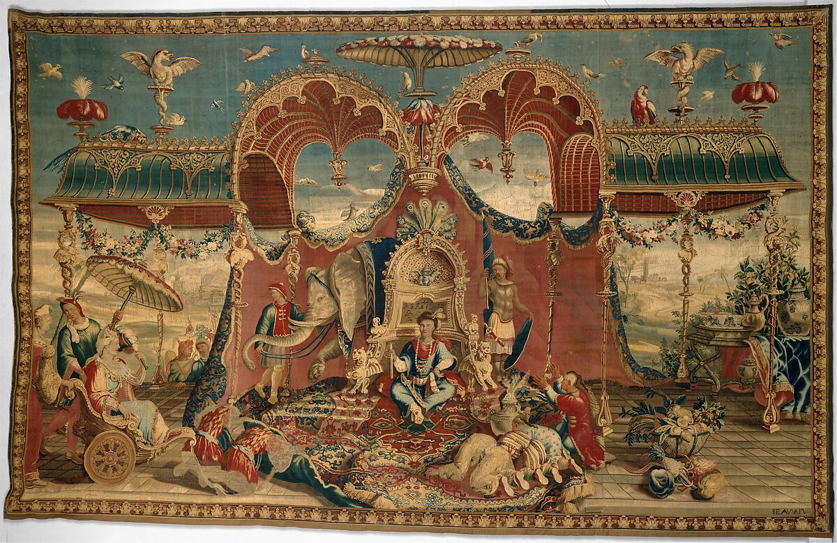 The Audience of the Emperor from the series The Story of the Emperor of China, Guy Louis Vernansal the Elder (French, Fontainebleau 1648–1729 Paris), Wool, silk (19-20 warps per inch, 8 per cm.), French, Beauvais 