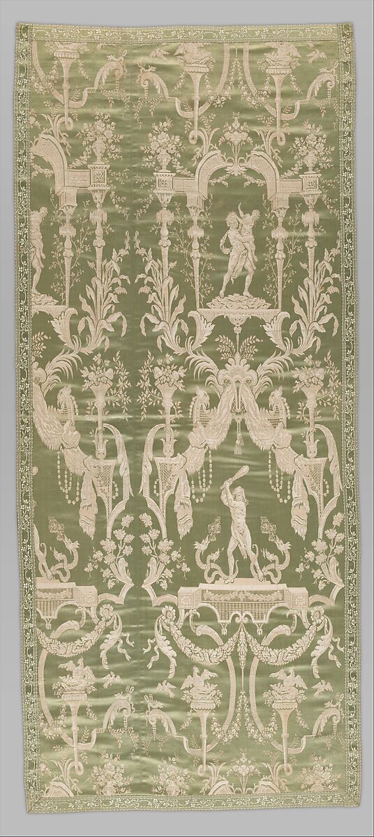 Panel with mythological scenes, Silk, French, probably Lyon 