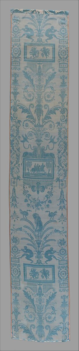 Panel with mythological figures and arabesques, Jean Démosthène Dugourc (French, Versailles 1749–1825 Paris), Silk , French, Lyon