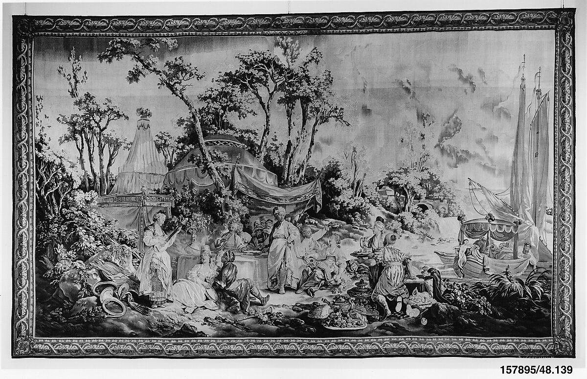 The Repast from the set of Russian Entertainments, Beauvais, Wool, silk (20-22 warps per inch, 7-9 per cm.), French, Beauvais