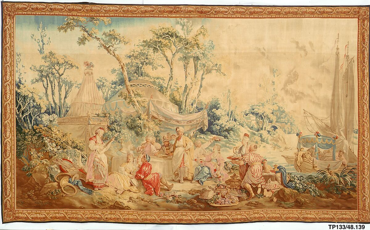 The Repast from the set of Russian Entertainments, Beauvais, Wool, silk (20-22 warps per inch, 7-9 per cm.), French, Beauvais