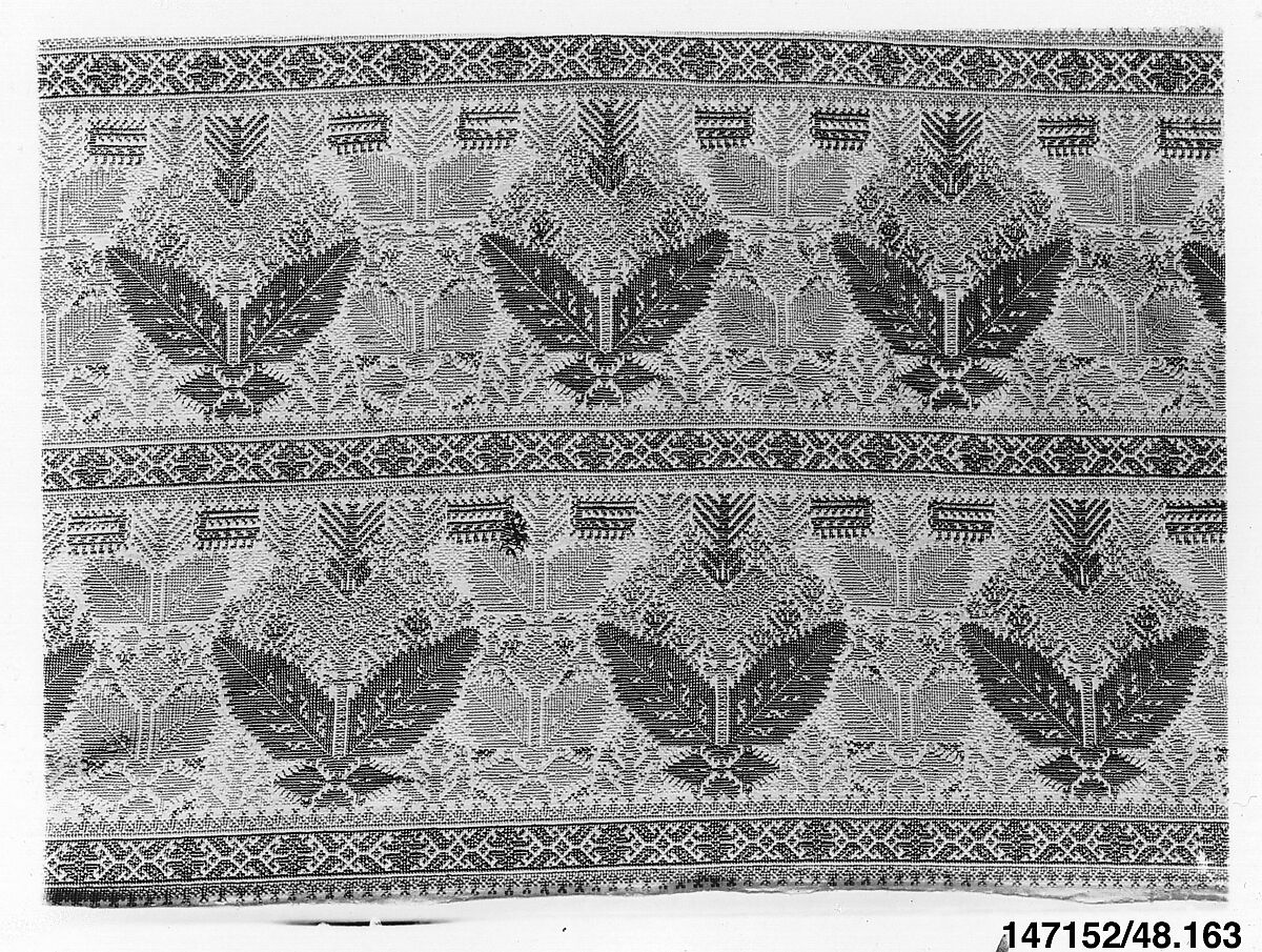 Part of a bed curtain, Silk on linen, Greek Islands, Dodecanese, Patmos 