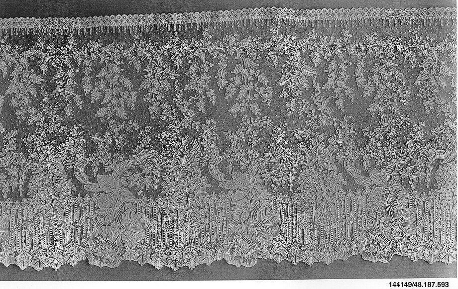 Flounce, Needle lace, Point de Gaze, Belgian, Brussels