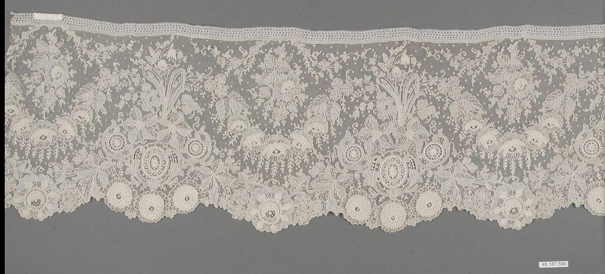 Border, Needle lace, Point de Gaze, Belgian, Brussels