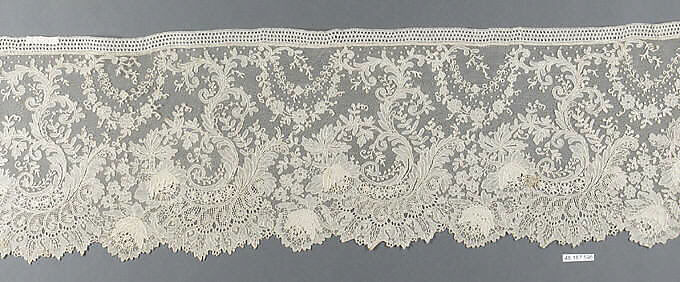 Border, Needle lace, Point de Gaze, Belgian, Brussels 