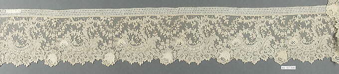 Border, Needle lace, Point de Gaze, Belgian, Brussels 