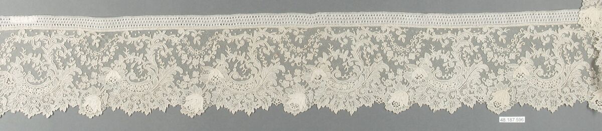Border, Needle lace, Point de Gaze, Belgian, Brussels