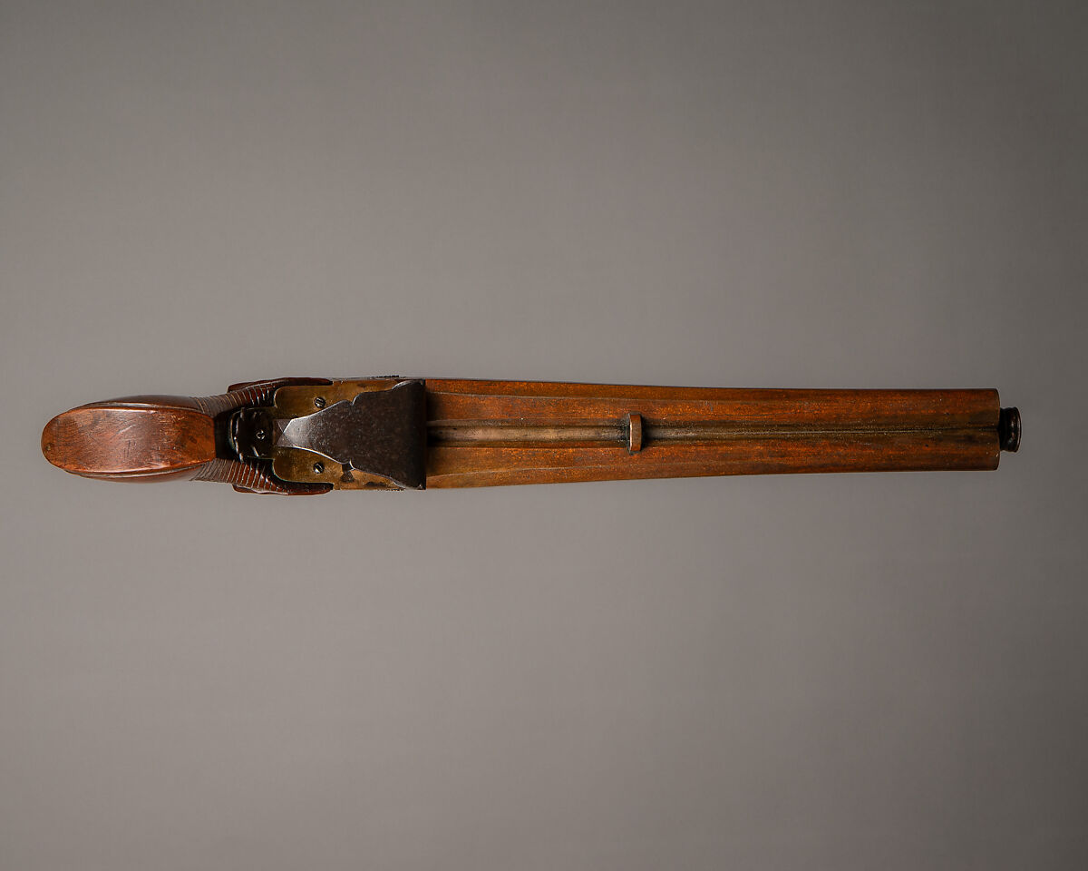 Tripple Barrel Percussion Pistol, Wood, bronze, Japanese