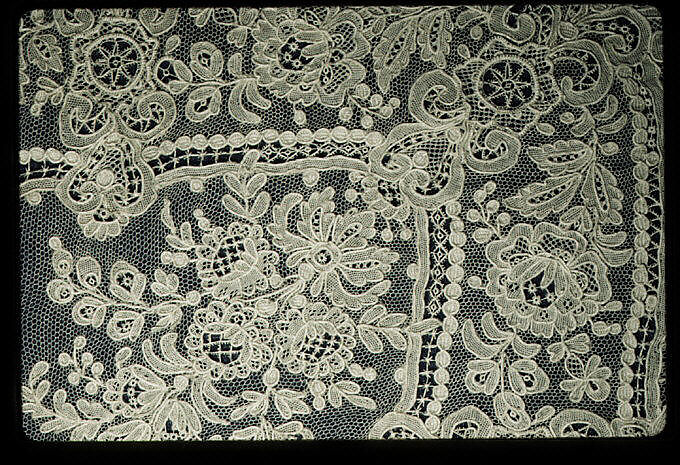 Handkerchief, Needle lace, Brussels needle lace, Point de Gaze, linen, Belgian, Brussels