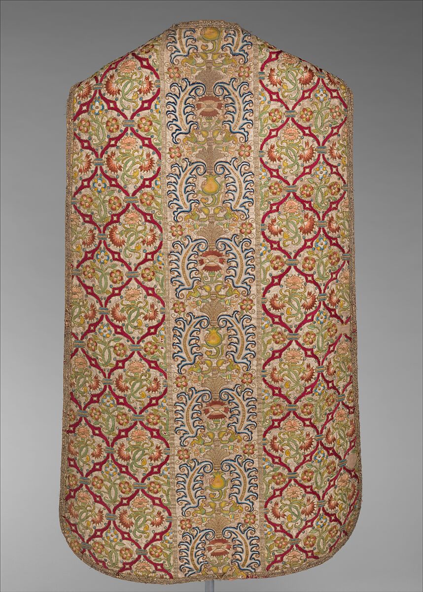 Chasuble, Silk and metal thread on silk, possibly Spanish 