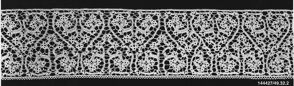 Border, Bobbin lace, Italian, Genoa 