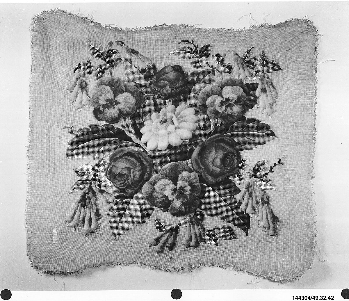 Cushion cover, Wool and glass paste on canvas, British