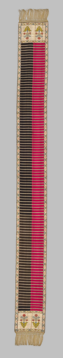 Sash, Leo Madjarski, Compound plain weave, silk and metal-wrapped thread with metallic fringe, Polish, Sluck