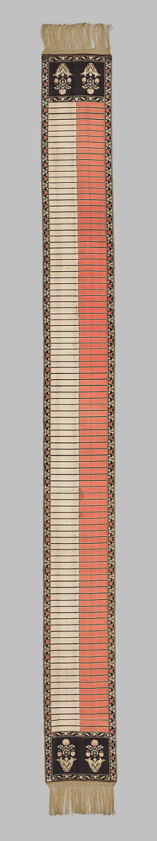Sash, Leo Madjarski, Compound plain weave, silk and metal-wrapped thread with metallic fringe, Polish, Sluck