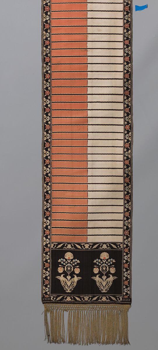 Sash, Leo Madjarski, Compound plain weave, silk and metal-wrapped thread with metallic fringe, Polish, Sluck