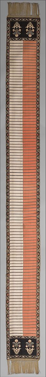 Sash, Leo Madjarski, Compound plain weave, silk and metal-wrapped thread with metallic fringe, Polish, Sluck