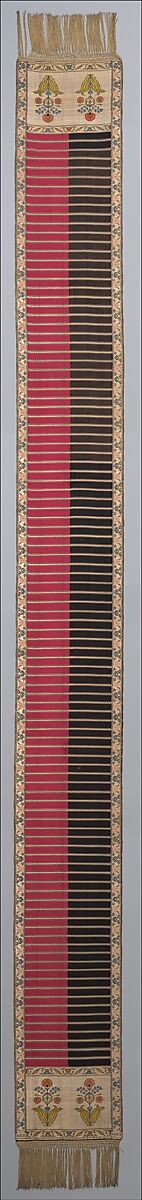 Sash, Leo Madjarski, Compound plain weave, silk and metal-wrapped thread with metallic fringe, Polish, Sluck 