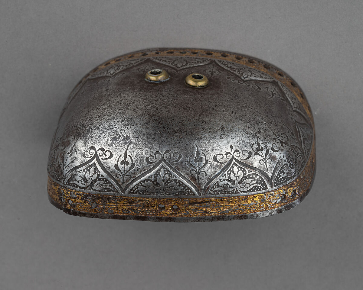 Toe Cap from a Sabaton of Emperor Charles V, Attributed to Desiderius Helmschmid (German, Augsburg, 1513–1579), Steel, gold, German, Augsburg