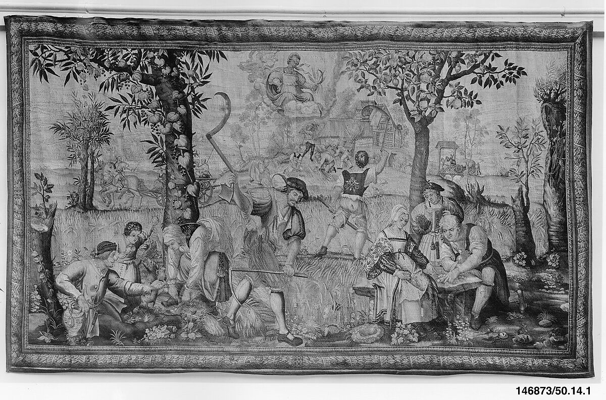 Summer from a set of The Seasons of Lucas, Master of the Months of Lucas (Netherlandish, active about 1535), Wool, silk (20-21 warps per inch, 8-9 per cm.), French, probably Paris 