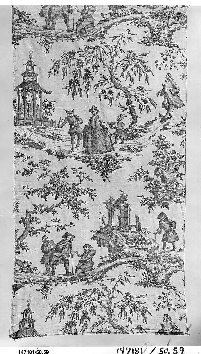Scenes from "Lethe", Cotton, copper plate printed, British