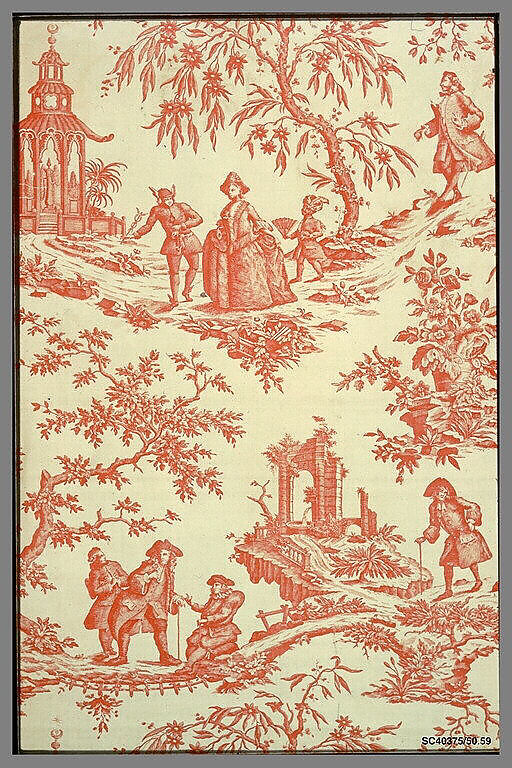 Scenes from "Lethe", Cotton, copper plate printed, British 