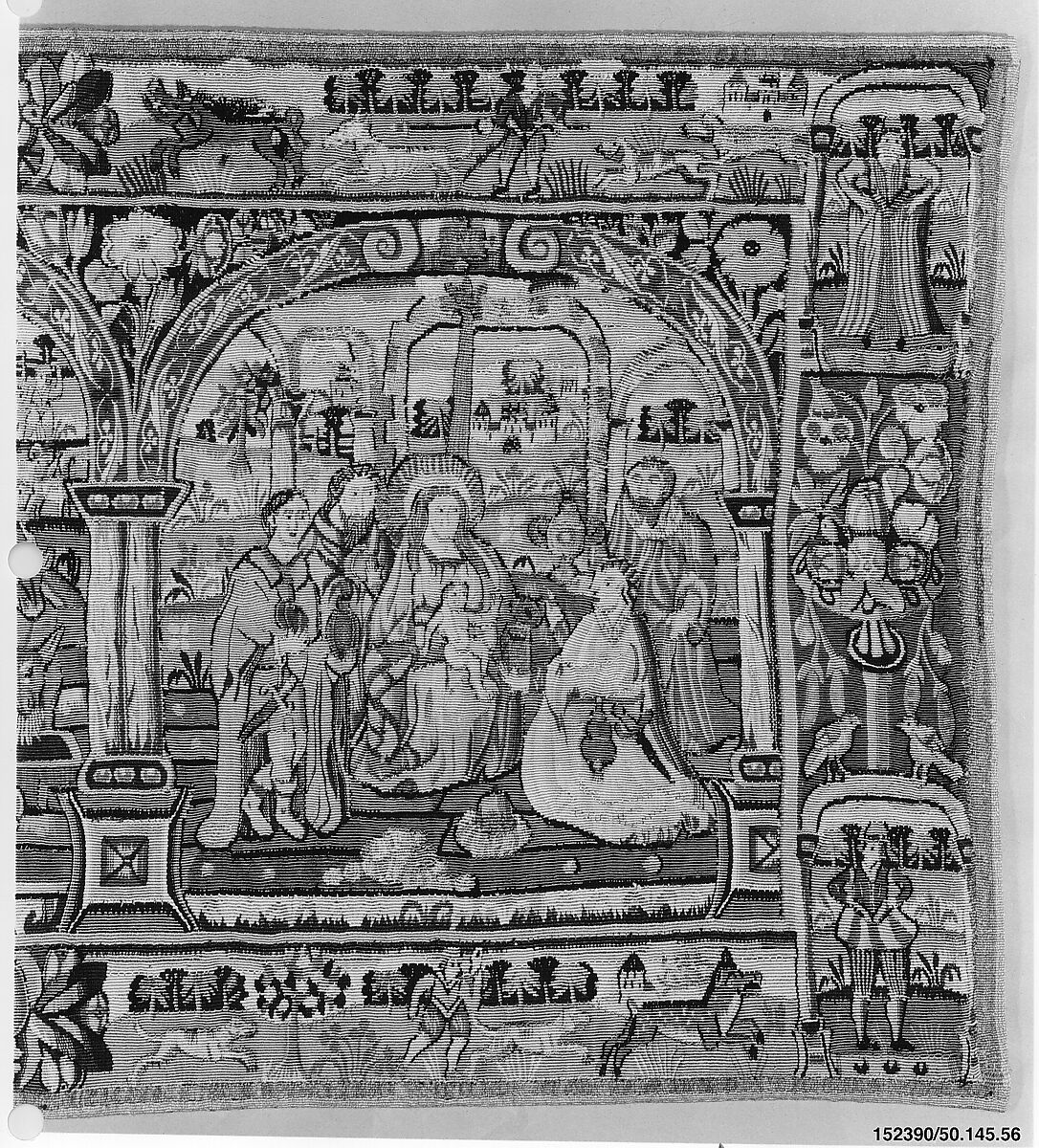 The Annunciation, Adoration of the Shepherds, and Adoration of the Kings, Attributed to an Anonymous Workshop, British  , London, Silk, wool, silver-gilt thread (18-22 warps per inch, 7-8 per cm.), British, probably London