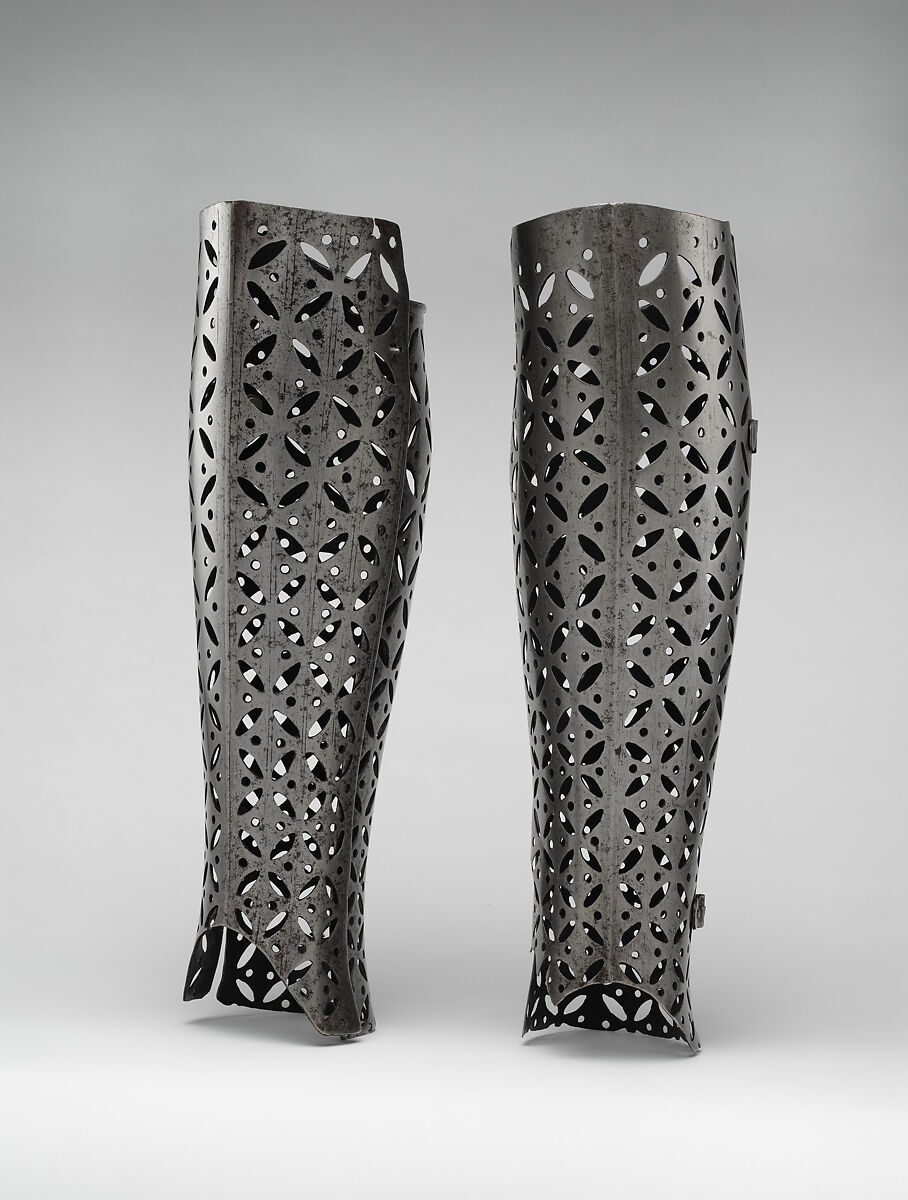 Pair of Greaves (lower leg defenses), Steel, possibly German 