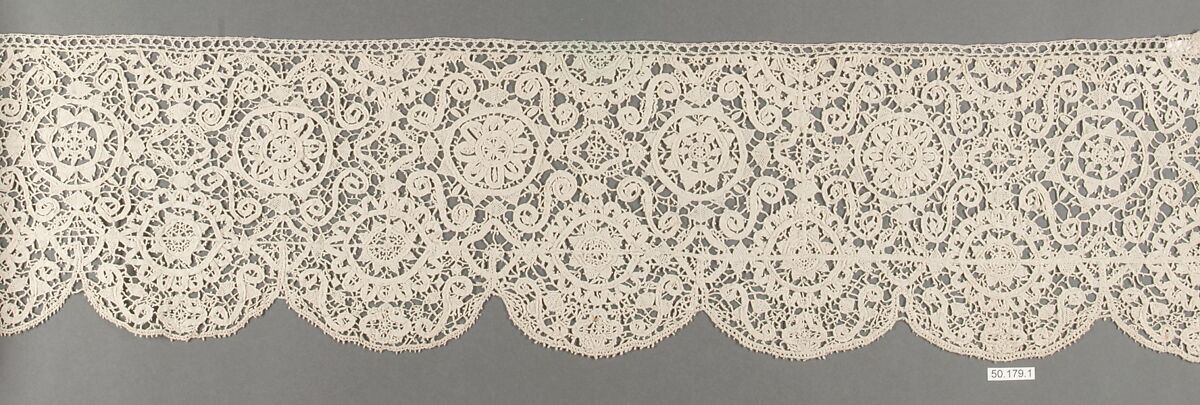 Border, Needle lace, mezzo punto, Italian
