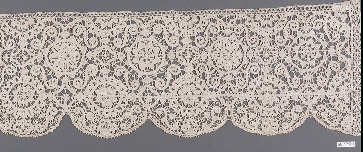 Border, Needle lace, mezzo punto, Italian