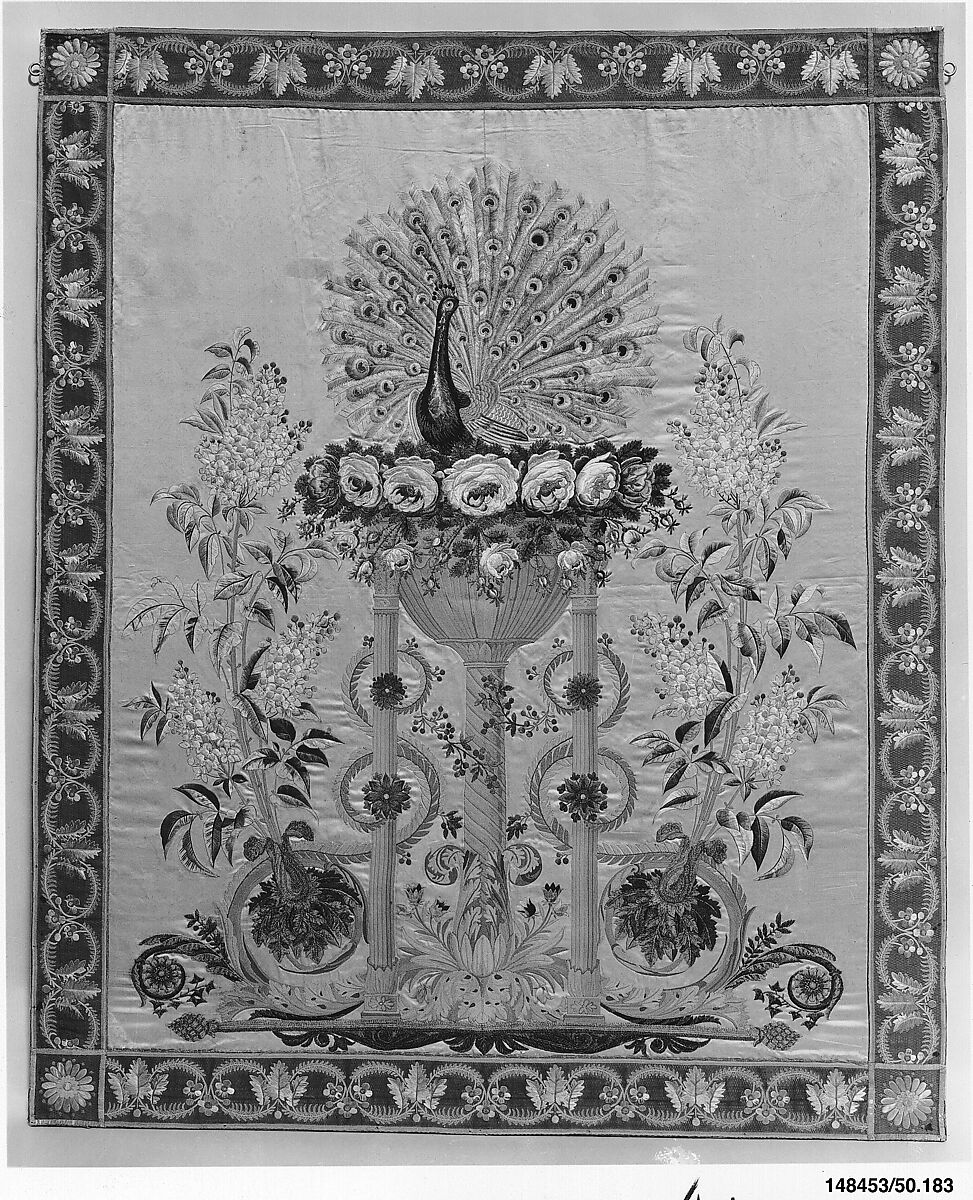Firescreen panel, Silk and cotton on silk, French