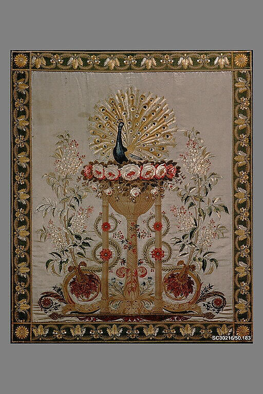 Firescreen panel, Silk and cotton on silk, French 