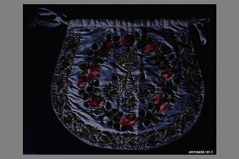 Bag or statue robe (?), Silk and metal thread, sequins, purl, French