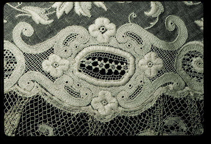 Collar, Bobbin lace, Valenciennes lace, drawnwork, French