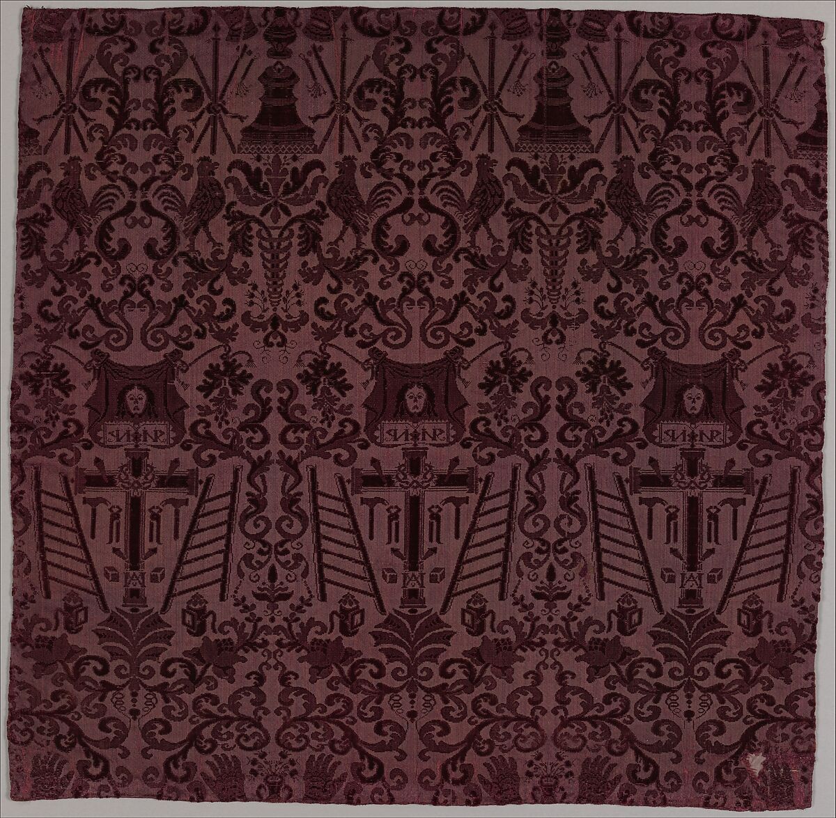 Length of velvet with Instruments of the Passion, Silk, possibly Spanish 
