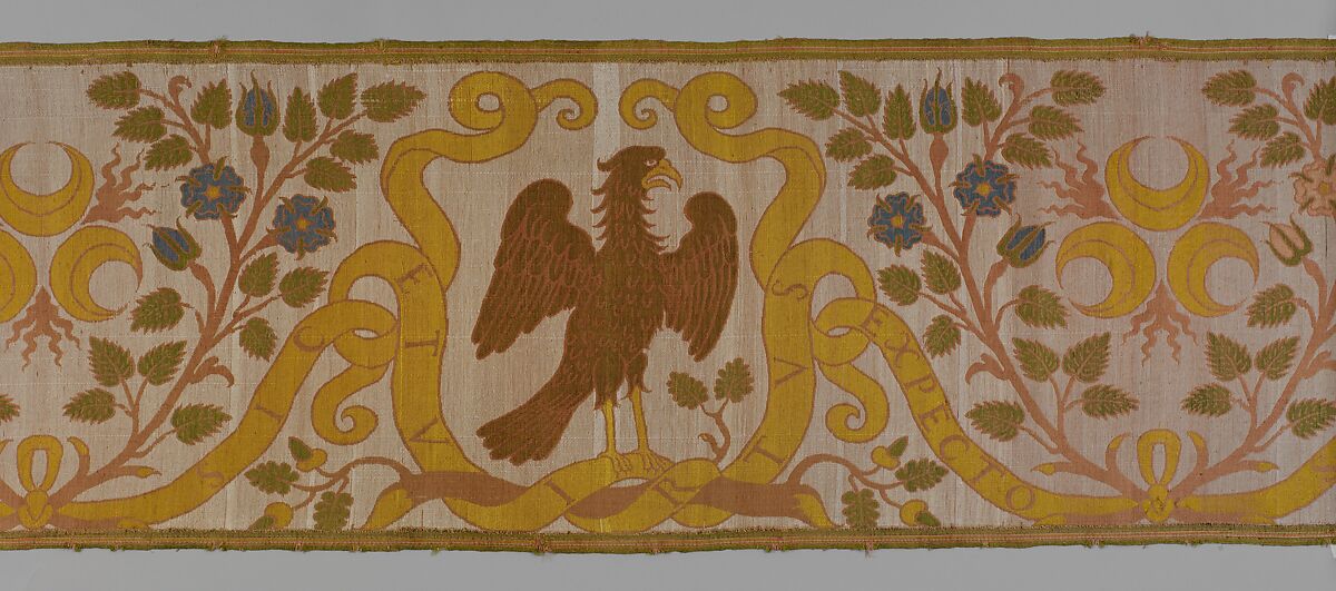 Border with Strozzi emblems, Silk and linen, Italian, Florence 